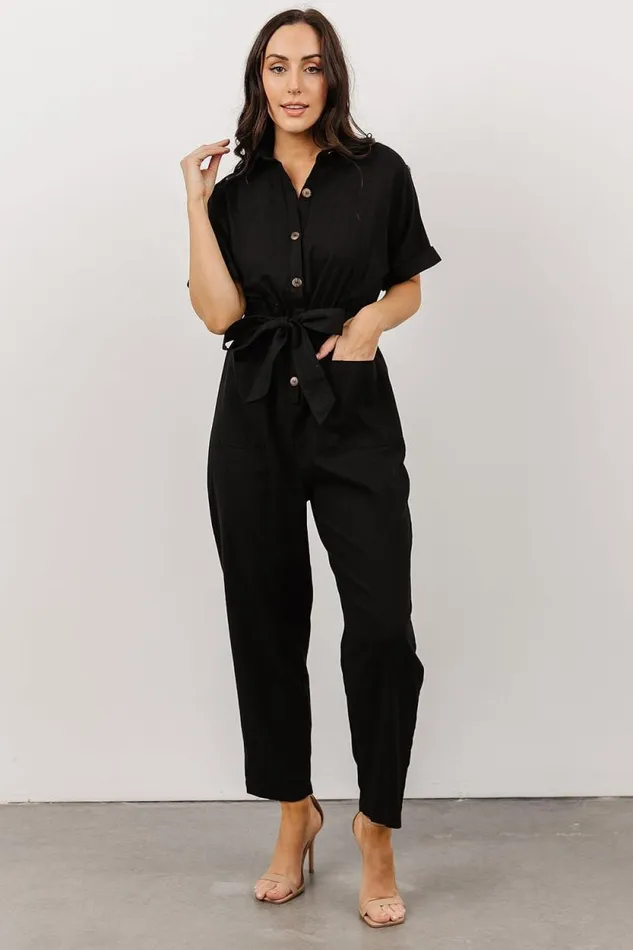 Women Dallas Button Up Jumpsuit Black Baltic Born Jumpsuits and Rompers