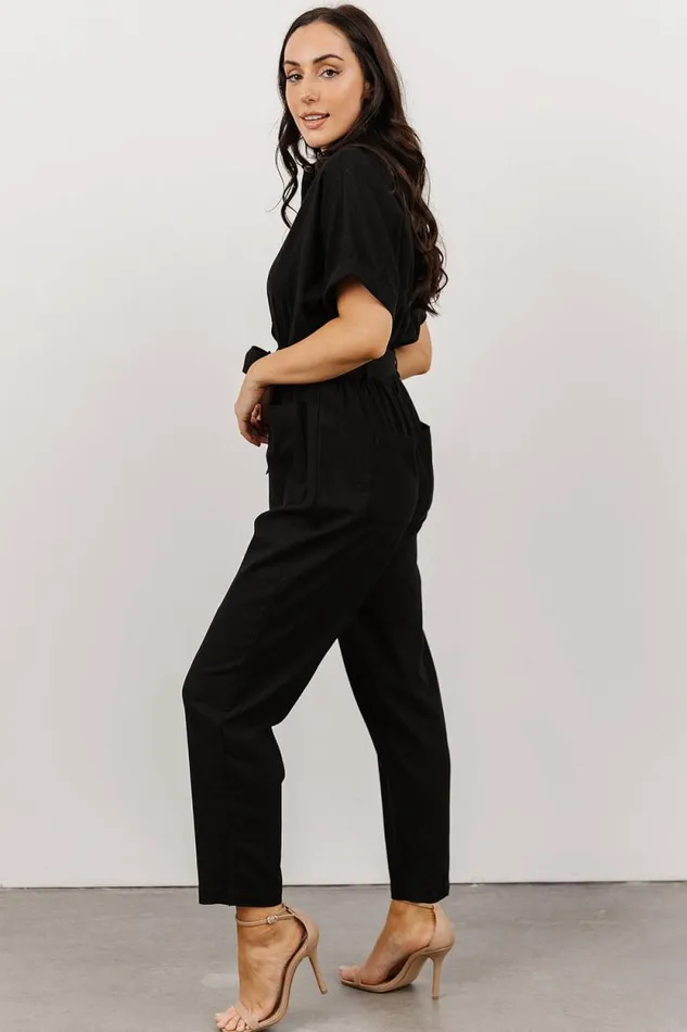 Women Dallas Button Up Jumpsuit Black Baltic Born Jumpsuits and Rompers