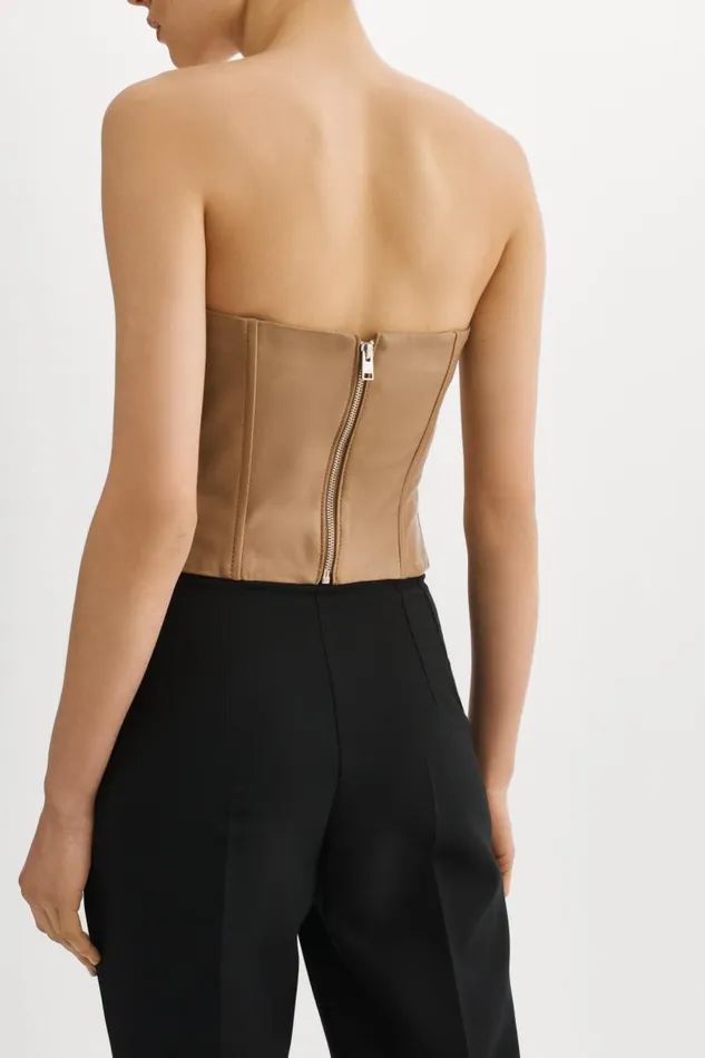 Women DAVINA Leather Bustier Sesame LAMARQUE Tops