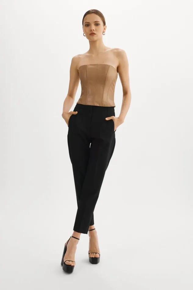 Women DAVINA Leather Bustier Sesame LAMARQUE Tops
