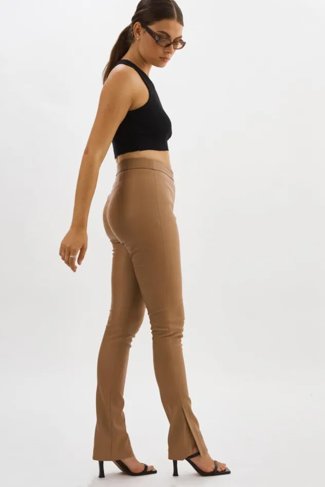 Women DAWN Stretch Leather Pants Sesame LAMARQUE Pants and Shorts