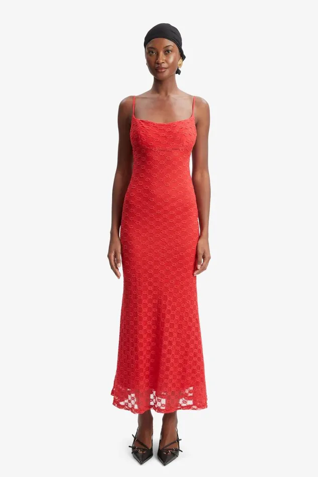 Women Day To Night Dresses Bardot Adoni Mesh Midi Dress In Fire Red Fire Red Women Day To Night Dresses Bardot Adoni Mesh Midi Dress In Fire Red Fire Red