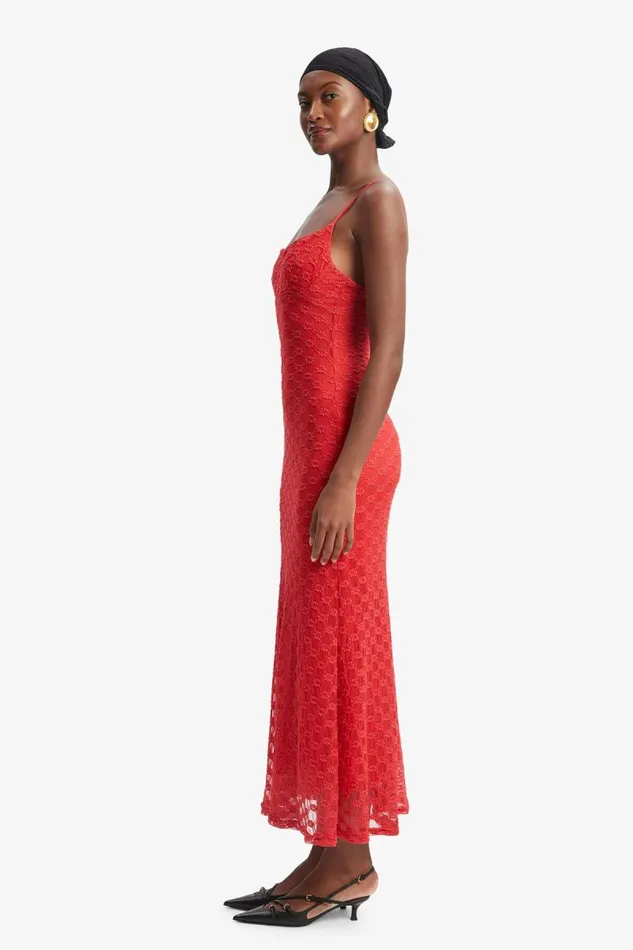 Women Day To Night Dresses Bardot Adoni Mesh Midi Dress In Fire Red Fire Red Women Day To Night Dresses Bardot Adoni Mesh Midi Dress In Fire Red Fire Red