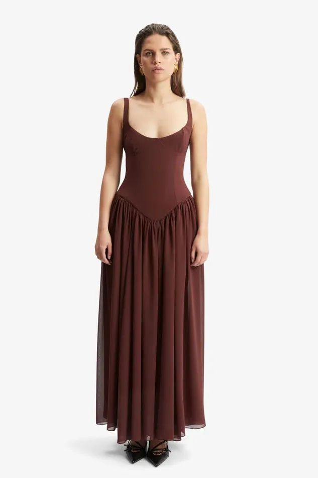 Women Day To Night Dresses Bardot Briann Maxi Dress In Chocolate Chocolate Women Day To Night Dresses Bardot Briann Maxi Dress In Chocolate Chocolate