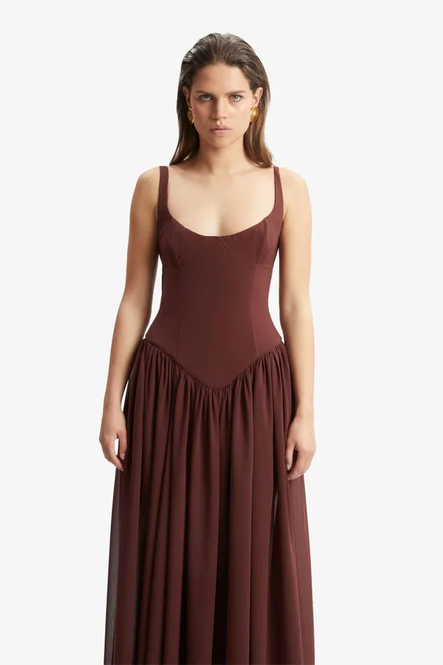 Women Day To Night Dresses Bardot Briann Maxi Dress In Chocolate Chocolate Women Day To Night Dresses Bardot Briann Maxi Dress In Chocolate Chocolate