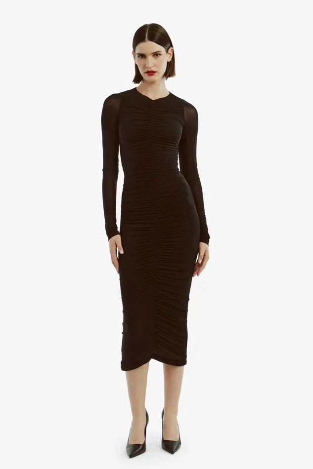 Women Day To Night Dresses Bardot Jaya Mesh Maxi Dress In Black Black