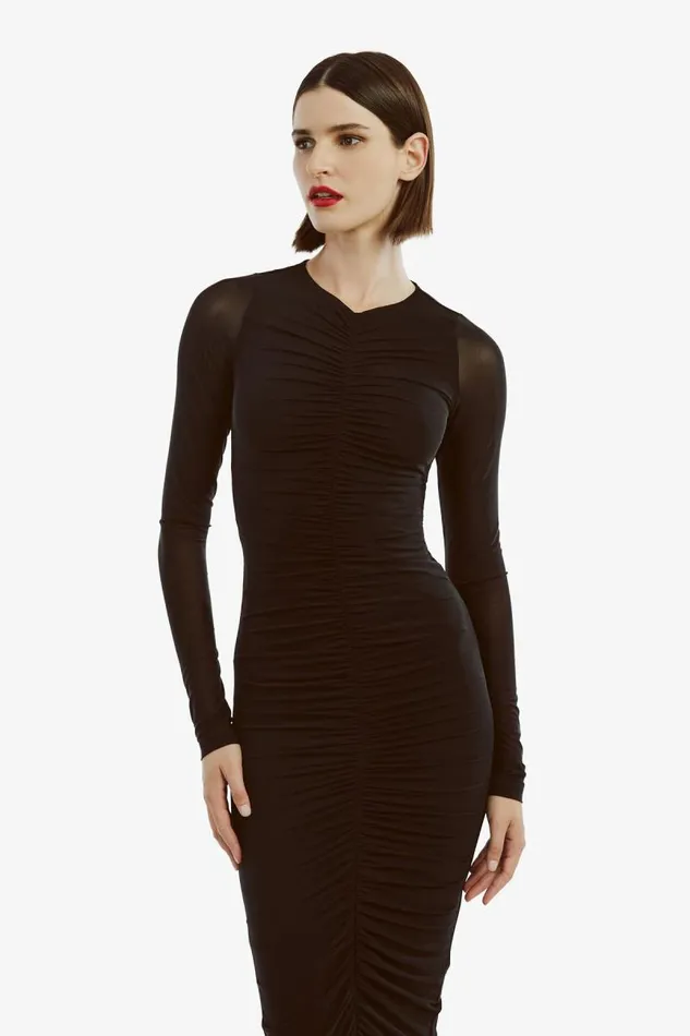 Women Day To Night Dresses Bardot Jaya Mesh Maxi Dress In Black Black