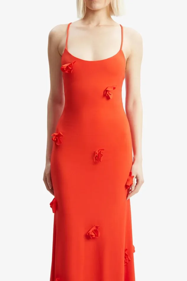 Women Day To Night Dresses Bardot Lanae Maxi Dress In Fire Red Fire Red