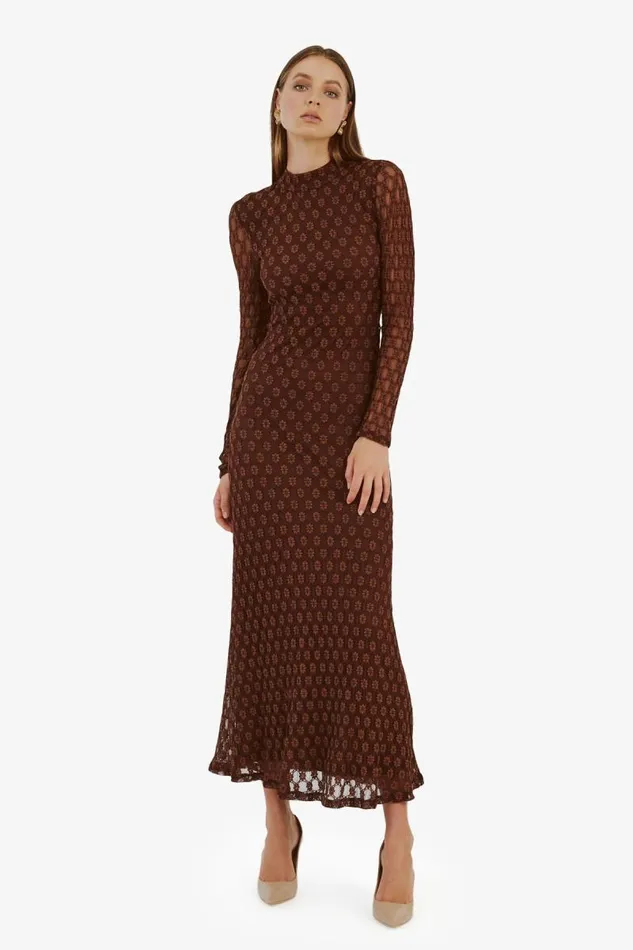 Women Day To Night Dresses Bardot Ola Long Sleeve Midi Dress In Chocolate Chocolate Women Day To Night Dresses Bardot Ola Long Sleeve Midi Dress In Chocolate Chocolate