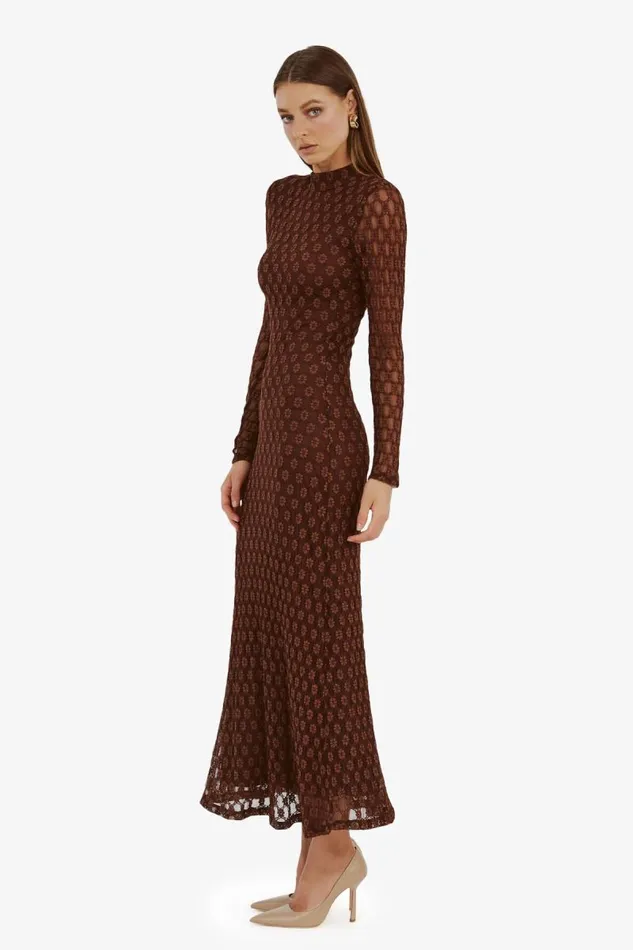 Women Day To Night Dresses Bardot Ola Long Sleeve Midi Dress In Chocolate Chocolate Women Day To Night Dresses Bardot Ola Long Sleeve Midi Dress In Chocolate Chocolate