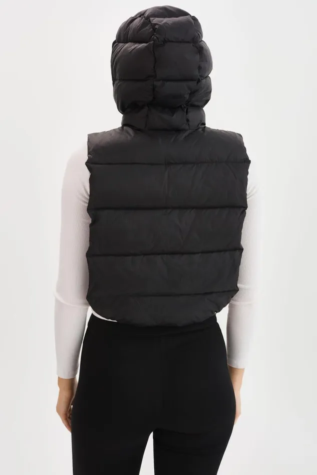 Women DELMA Quilted Nylon Dickey Black LAMARQUE Puffers