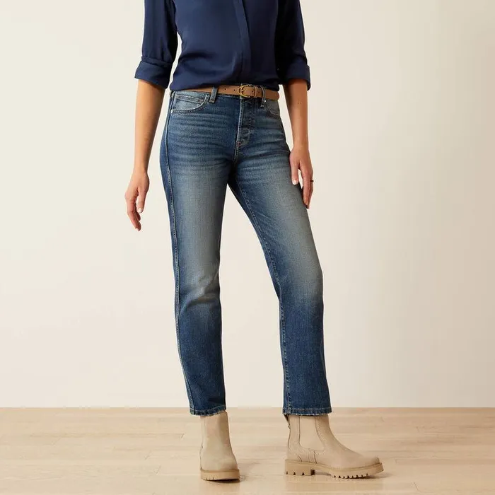 Women Denim Ariat High Rise Bridle Slim Straight Leg Jeans Seattle