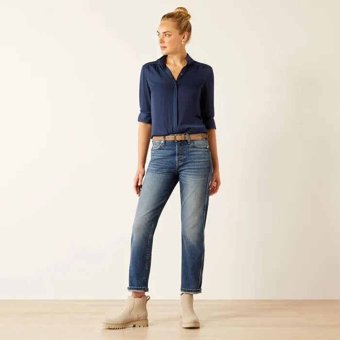 Women Denim Ariat High Rise Bridle Slim Straight Leg Jeans Seattle
