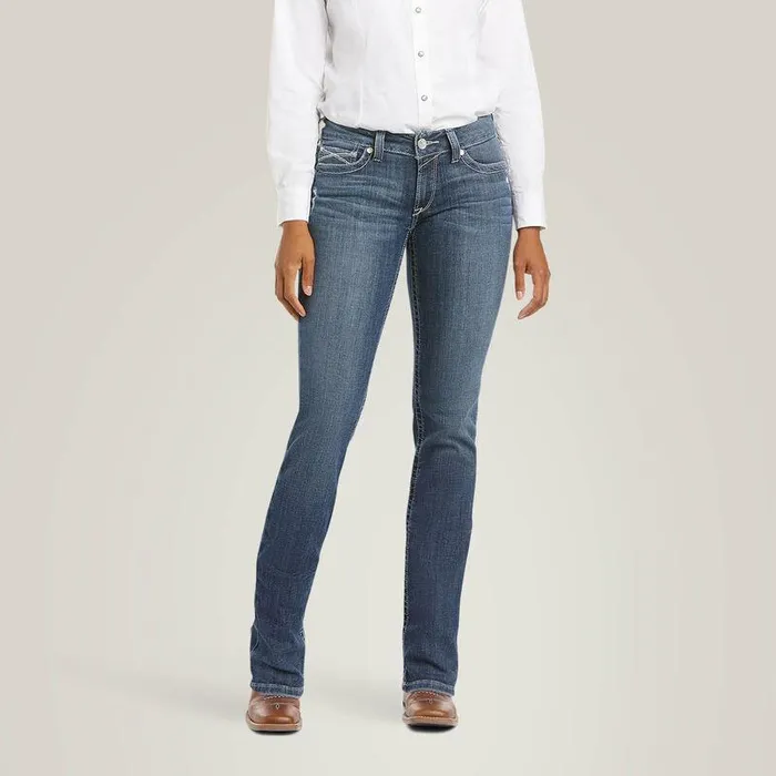 Women Denim Ariat REAL Mid Rise Arrow Gianna Straight Jean Stryker
