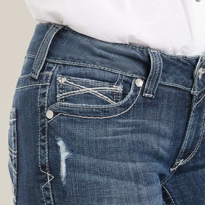 Women Denim Ariat REAL Mid Rise Arrow Gianna Straight Jean Stryker