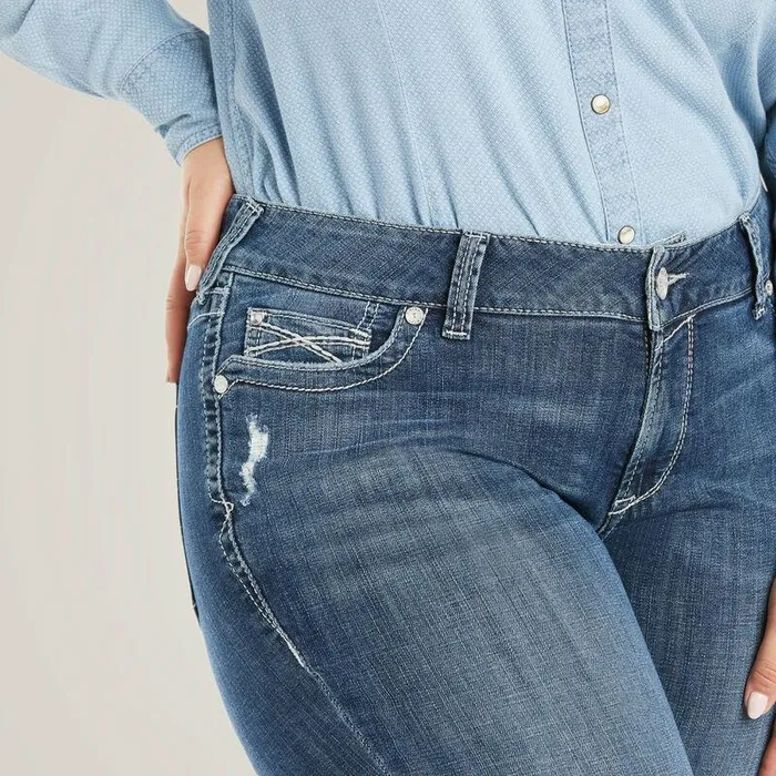 Women Denim Ariat REAL Mid Rise Arrow Gianna Straight Jean Stryker