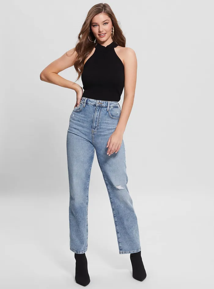 Women Denim GUESS Eco Highrise Melrose Wide Leg Denim Jeans In Target Blue Wash