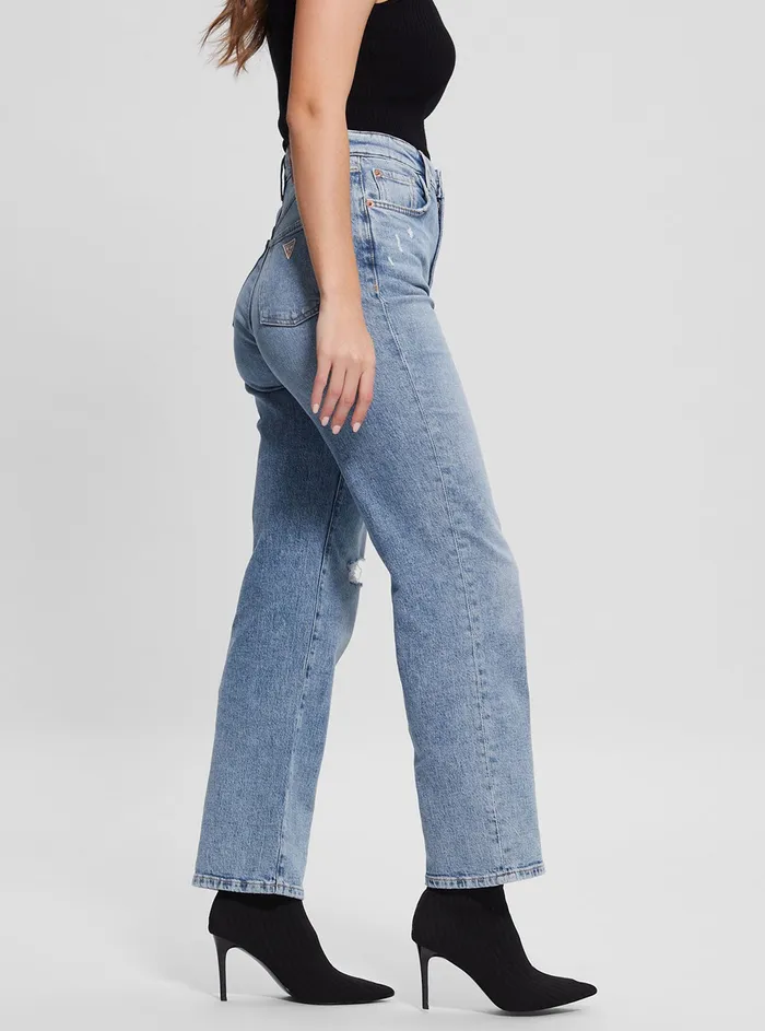 Women Denim GUESS Eco Highrise Melrose Wide Leg Denim Jeans In Target Blue Wash