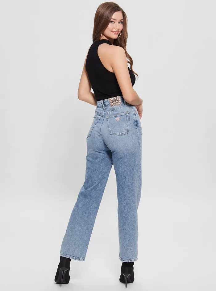 Women Denim GUESS Eco Highrise Melrose Wide Leg Denim Jeans In Target Blue Wash