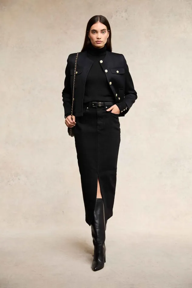 Women Denim Maxi Skirt Black Holland Cooper Skirts