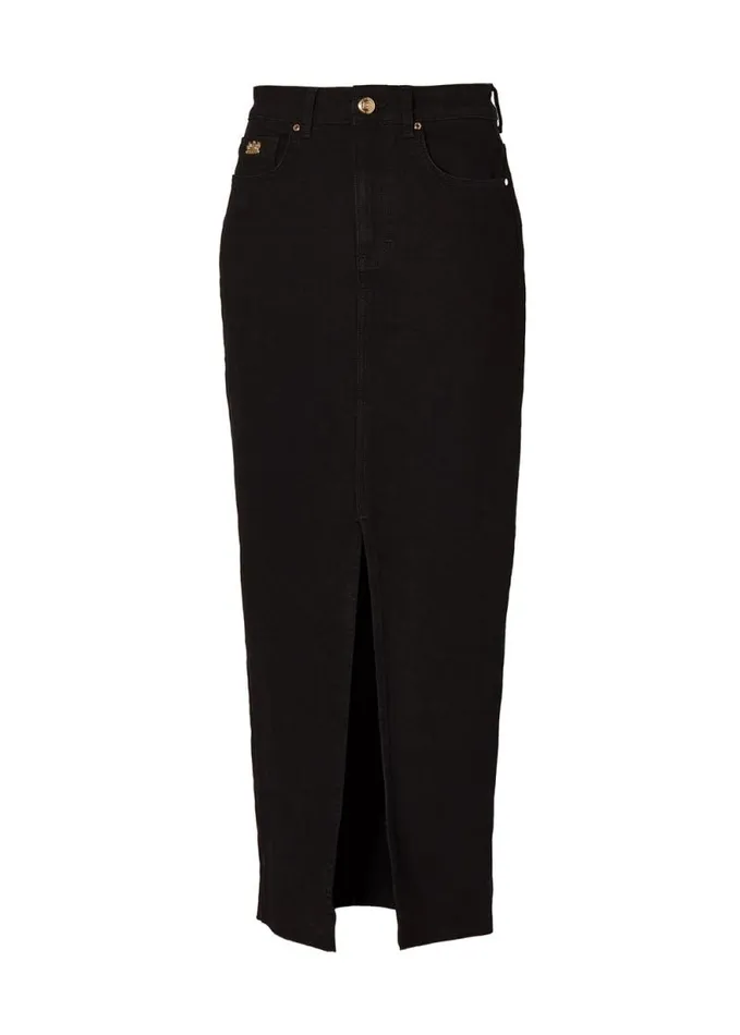 Women Denim Maxi Skirt Black Holland Cooper Skirts