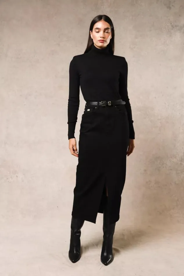 Women Denim Maxi Skirt Black Holland Cooper Skirts