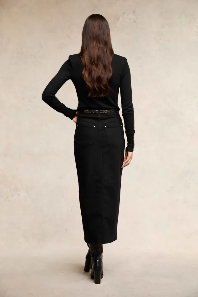 Women Denim Maxi Skirt Black Holland Cooper Skirts