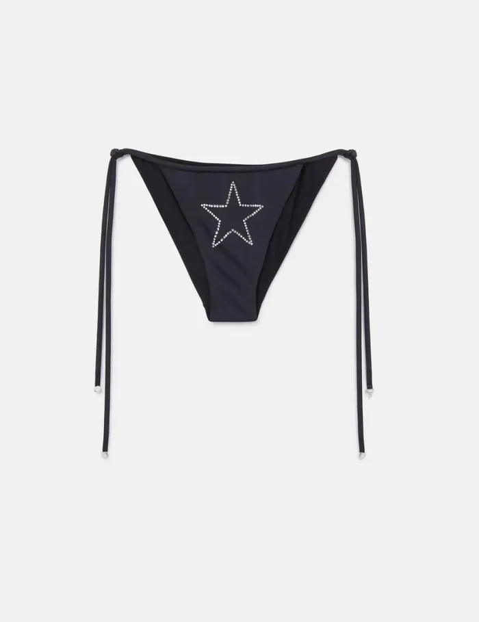 Women Diamant Star SideTie Bikini Briefs Black Stella McCartney Swimwear