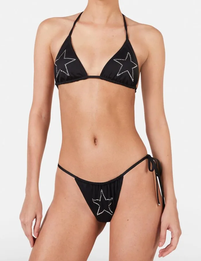 Women Diamant Star SideTie Bikini Briefs Black Stella McCartney Swimwear
