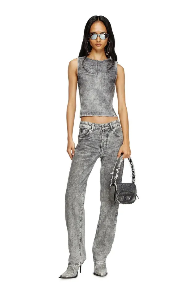 Women Diesel Jeans Regular Jeans 1989 DMine 0ABCS Light Grey