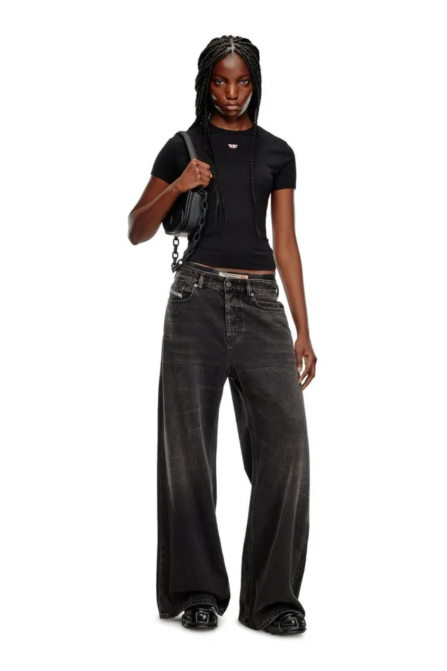 Women Diesel TShirts and Tops TUNCUTIELONGD Black