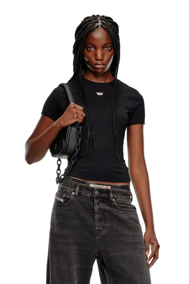 Women Diesel TShirts and Tops TUNCUTIELONGD Black