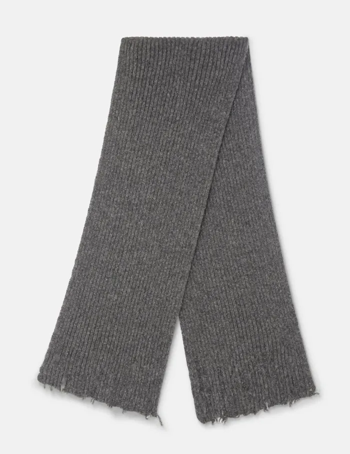 Women Distressed Chunky Scarf Charcoal Grey Stella McCartney Knitwear