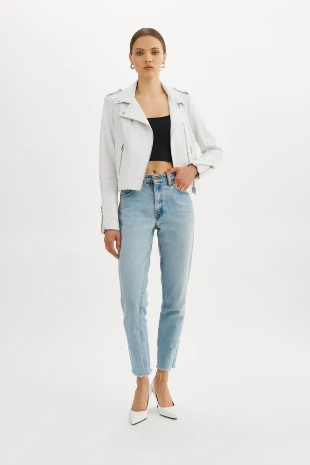 Women DONNA Iconic Leather Biker Jacket White LAMARQUE Leather Jackets Women DONNA Iconic Leather Biker Jacket White LAMARQUE Leather Jackets