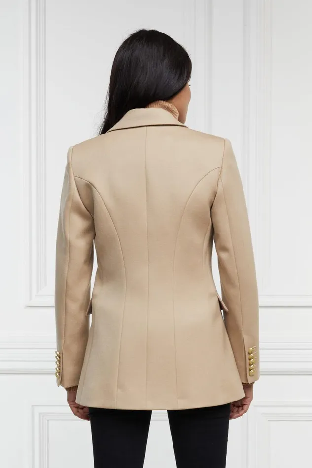Women Double Breasted Blazer Camel Twill Holland Cooper Blazers
