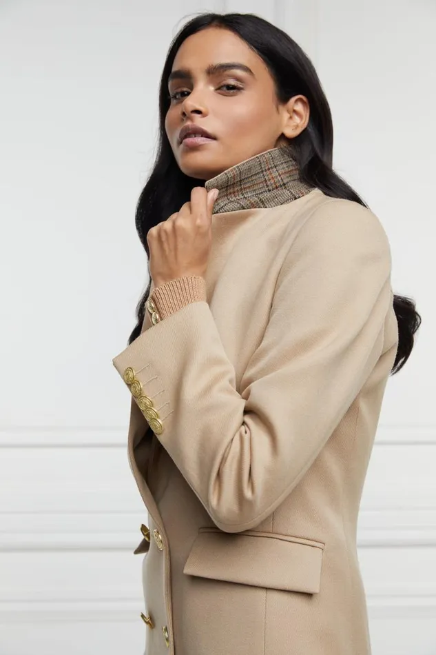 Women Double Breasted Blazer Camel Twill Holland Cooper Blazers