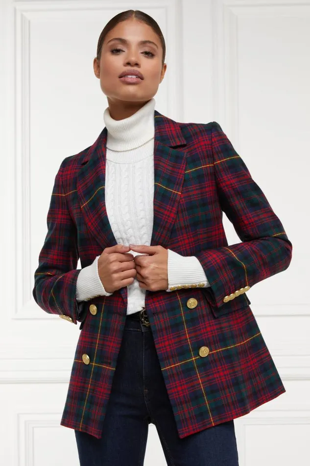 Women Double Breasted Blazer Logan Tartan Holland Cooper Tailoring