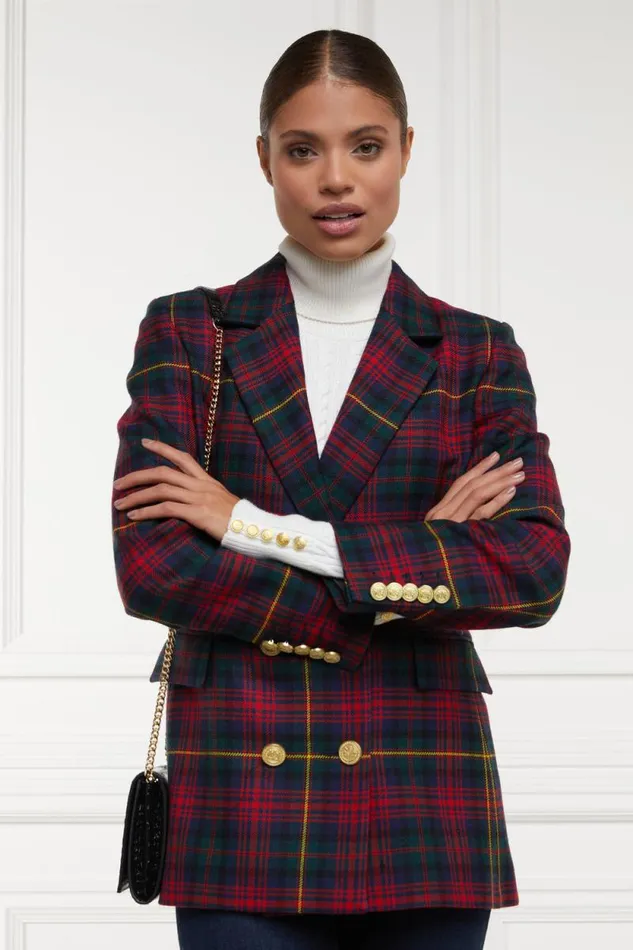 Women Double Breasted Blazer Logan Tartan Holland Cooper Tailoring