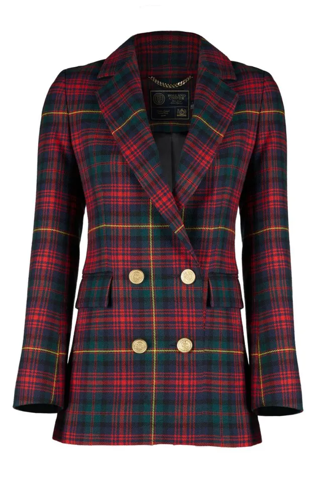 Women Double Breasted Blazer Logan Tartan Holland Cooper Tailoring