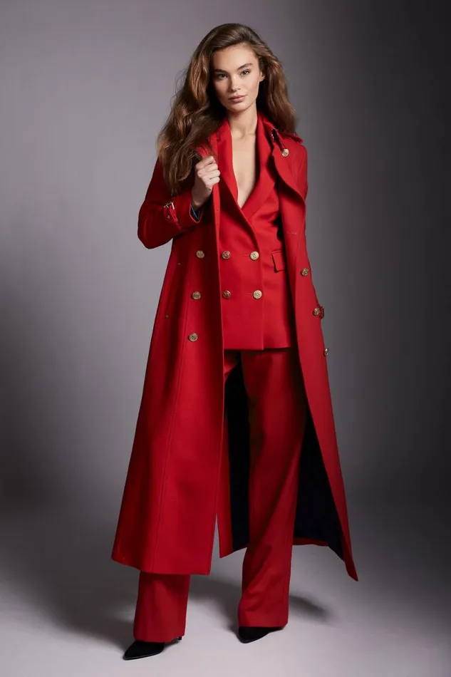 Women Double Breasted Blazer Red Barathea Holland Cooper Tailoring