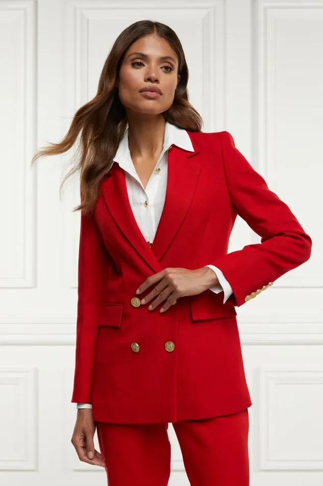 Women Double Breasted Blazer Red Barathea Holland Cooper Tailoring