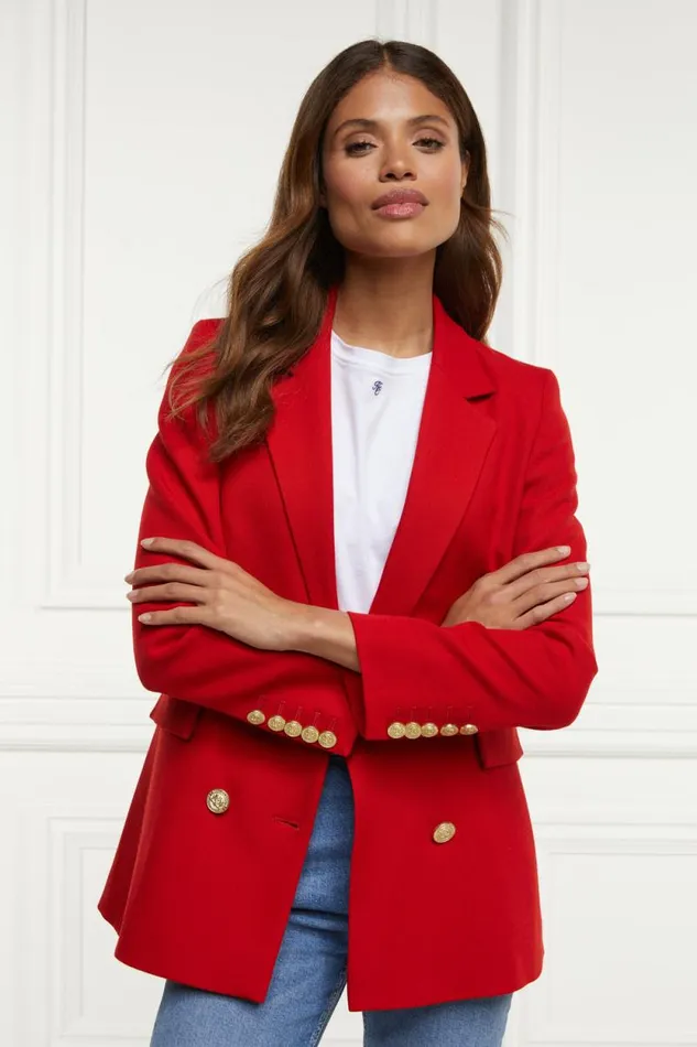 Women Double Breasted Blazer Red Barathea Holland Cooper Tailoring