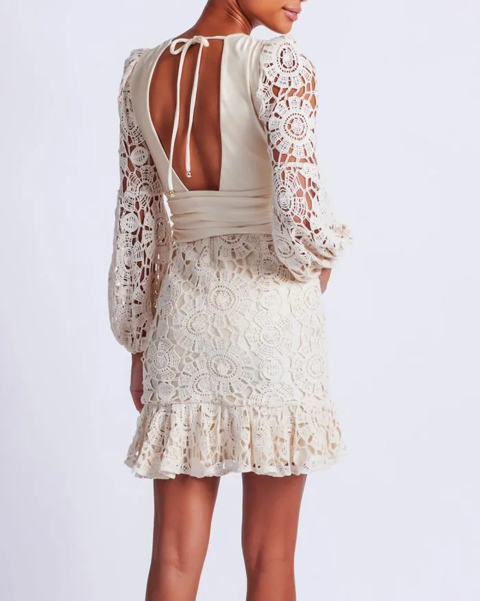 Women Dresses and Jumpsuits PatBO Crochet Plunge Mini Dress Wheat