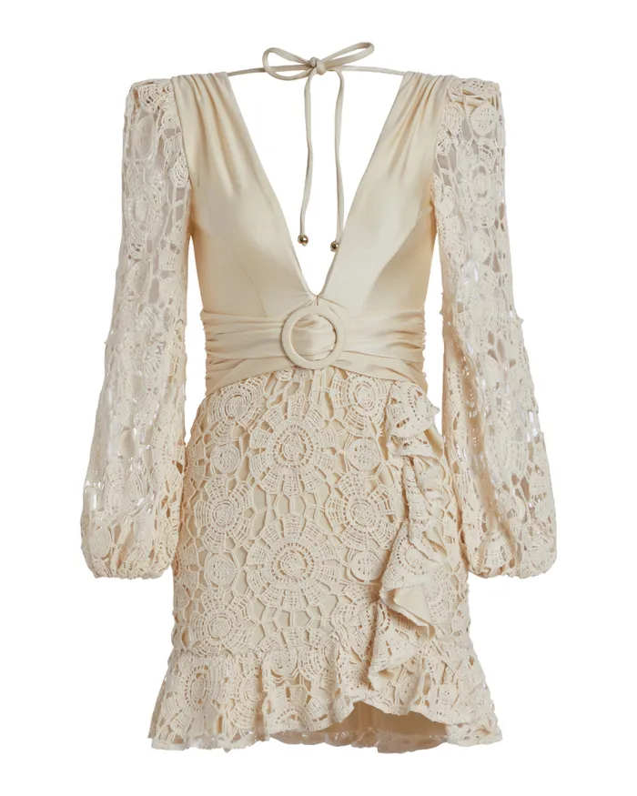 Women Dresses and Jumpsuits PatBO Crochet Plunge Mini Dress Wheat
