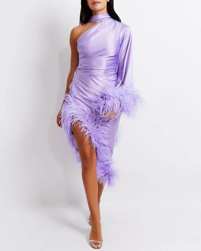 Women Dresses and Jumpsuits PatBO Feather Trim Oscar Dress FINAL SALE Lavender Women Dresses and Jumpsuits PatBO Feather Trim Oscar Dress FINAL SALE Lavender