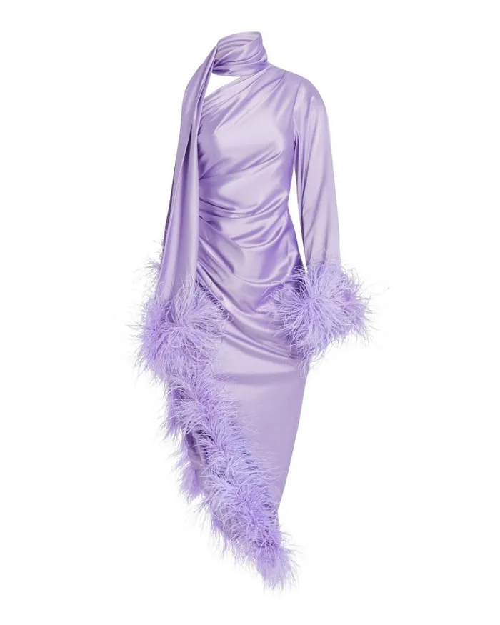 Women Dresses and Jumpsuits PatBO Feather Trim Oscar Dress FINAL SALE Lavender Women Dresses and Jumpsuits PatBO Feather Trim Oscar Dress FINAL SALE Lavender
