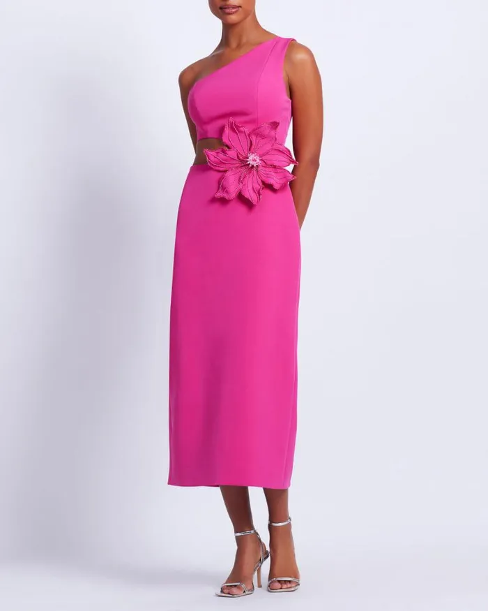 Women Dresses and Jumpsuits PatBO Flower Applique Midi Dress FINAL SALE Rhodamine