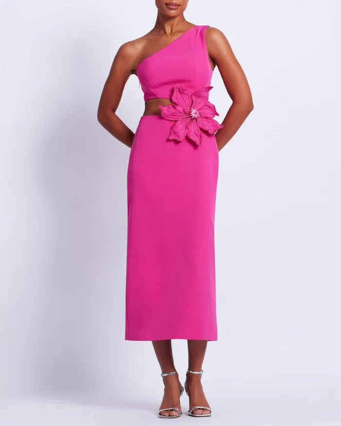 Women Dresses and Jumpsuits PatBO Flower Applique Midi Dress FINAL SALE Rhodamine