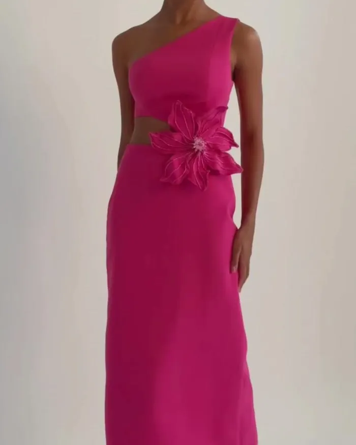 Women Dresses and Jumpsuits PatBO Flower Applique Midi Dress FINAL SALE Rhodamine