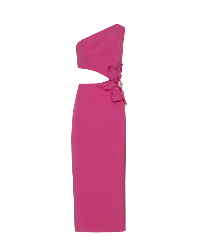 Women Dresses and Jumpsuits PatBO Flower Applique Midi Dress FINAL SALE Rhodamine